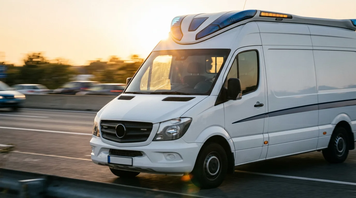 Monospace équipé pour le transport médical avec brancard